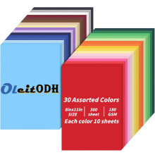 Oleitodh 8,5 x 11 gekleurd karton Bulk 300 vellen Cardstock papierset 30 verschillende kleuren bouwpapier 180 GSM karton Scrapbooking benodigdheden v