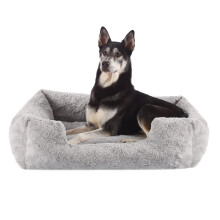Best Friends by Sheri Lux Lounge Bed Calming Faux Fur Dog Bed Gray Large 36"""" x 27""""