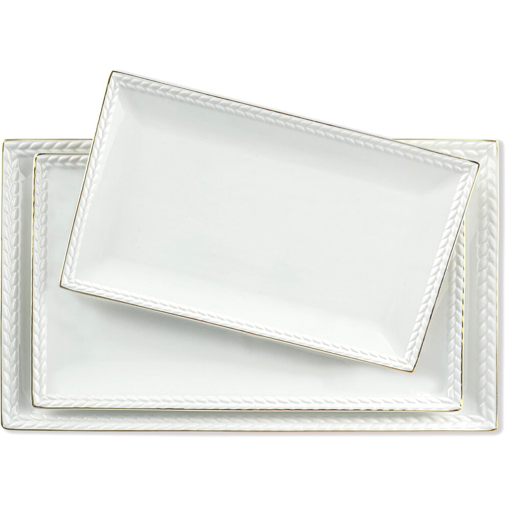 Set Di Vassoi Da Portata In Ceramica Kassel | 16/14/12 Vassoi Da Portata Rettangolari Per Intrattenere A Feste E Matrimoni | Vassoi Da Portata Xl-image