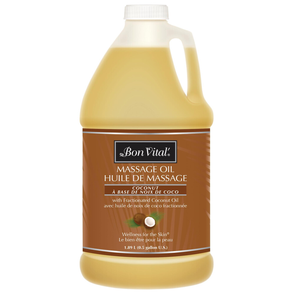 Bon Vital ' Bon Vital' Coconut Massage Oil With 100% Pure Fractionated Coconut Oil To Repair Dry Skin Used By Massage Therapists And At-Home Use For Therapeutic