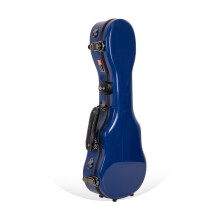 Custodia rigida per ukulele soprano Crossrock CRF1000SUNVBL in fibra di vetro con imbottitura spessa, 3 chiusure, finitura lucida, colore blu nav