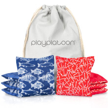 Play Platoon Professional Cornhole Bags - Set of 8 Regulation All Weather Double Sided - Sticky Side/Slick Bean Bags for Pro Corn Hole Game  Slick Duc