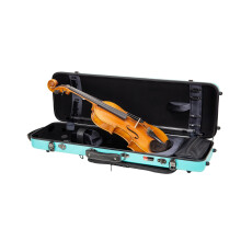 Custodia per violino Crossrock Poly Carbon oblunga per 4/4 Full-Size | Finitura blu menta opaca | Custodia per accessori con igrometro e spartito