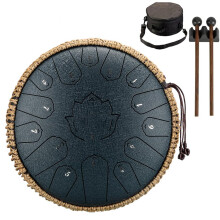 Konrisa Steel Tongue Drum Schlaginstrumente 13 Zoll 15 T ne C-Dur Steel Drum Musical f r Meditation Yoga Zen Hand Pan Drums Instrumente C-Dur mit