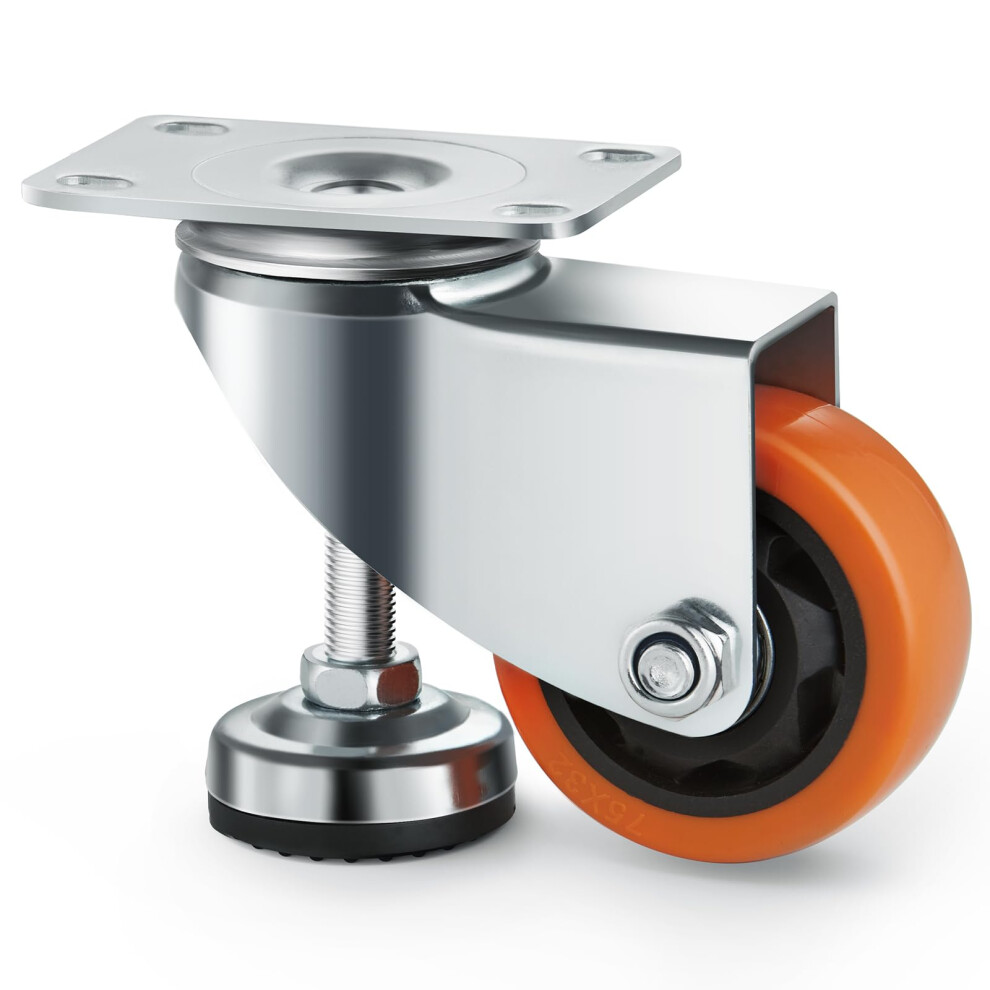VEVOR Leveling Casters  Set of 4  1800 lbs Total Load Capacity  3 inches Diameter  Heavy Duty 360 Degree Swivel Caster Wheels  Adjustable Casters with