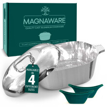 Magnaware Cast Aluminum Dutch Oven with Lid - 8 Quart Oval Lightweight Pot For Cajun Cookware Bread Baking & More - Roaster Pan with Silicone Covers