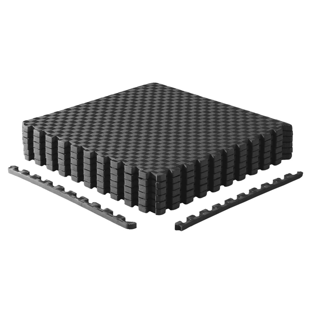 Tapis d'exercice embo   tables en mousse EVA CAP Barbell 3/4 po - 1 paquet | 24"" x 24"" x 3/4"" | Motif Tatami - Noir