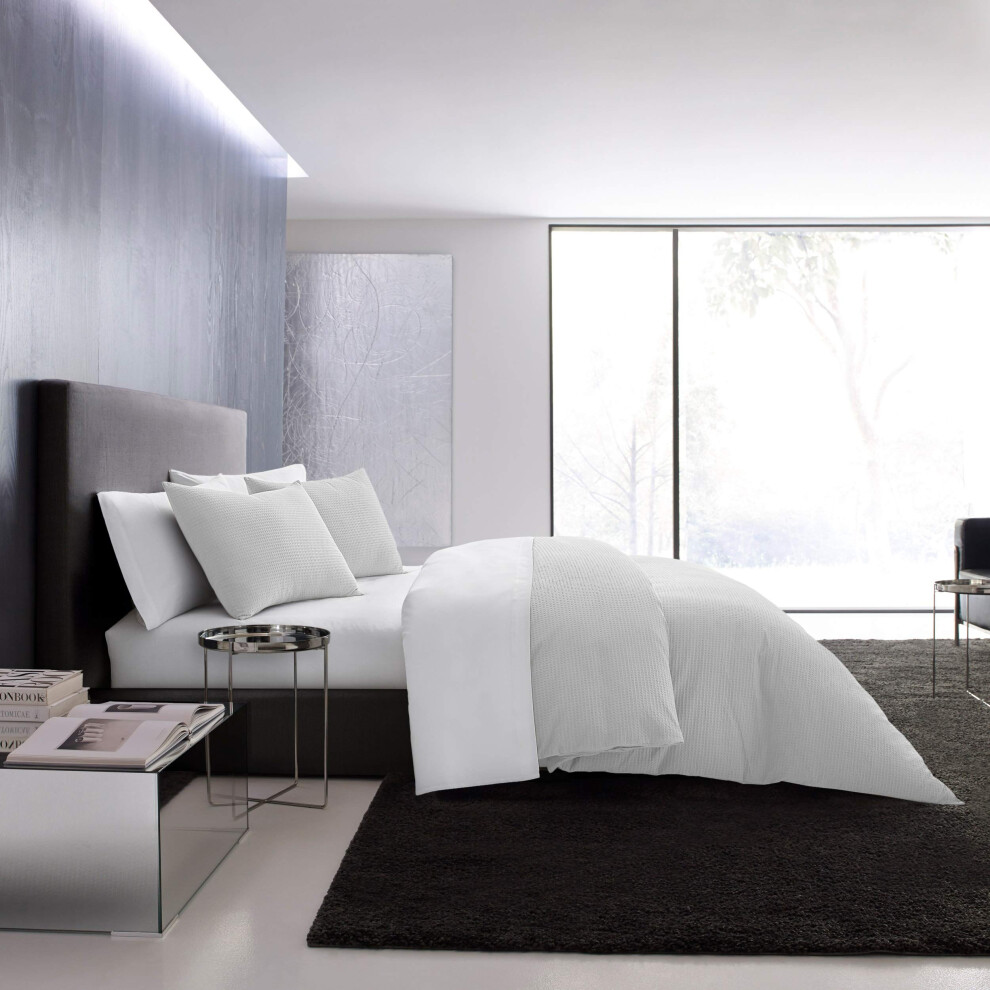 Vera Wang - Set Copripiumino Matrimoniale In Cotone Di Lusso Con Federe Abbinate, Chic Room Essentials (Waffle Pique Queen Moonlight Grey)