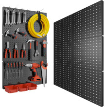 Peg Board  6PCS Metal Pegboard  Heavy Duty Pegboard Wall Organizer with Frame. Black Pegboard for Walls  Garage  Workbench  Craft Room Tool Organizati
