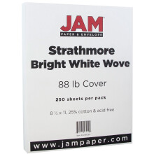 JAM PAPER Strathmore 88lb Cardstock – 8,5 x 11 Coverstock – 237 g/m² – Bright White Wove – 25 % Baumwolle – 250 Blatt/Ries
