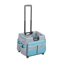 ECR4Kids Universele Rollende Kar met Canvas Organizer Tas, Mobiele Opslag, Turquoise/Grey