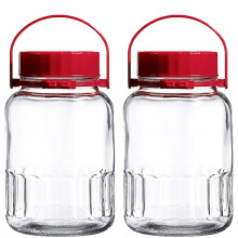 1 gallon glaskrukke med lg Bred mund Lufttt Plast Hldetud Lg Bulk-Tr Fdevarer Opbevaring Bejdsning Mason Krukke Beholder Rmlk Flaskekande