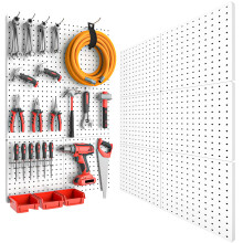 Peg Board 6PCS Metal Pegboard Heavy Duty pegboard Wall Organizer with Frame. White pegboard for Walls Garage Workbench Craft Room Tool Organizat