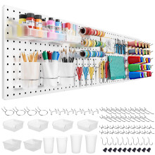 FZK Peg Board, 74PCS Metal Pegboard Wall Organizer Kit. Heavy Duty Pegboard, Peg Boards, Pegboard for Walls, White Pegboard for Garage Craft Room Work