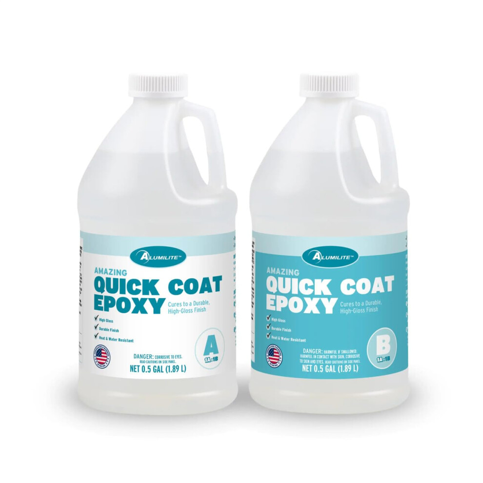 Peinture Poxy Alumilite Amazing Quick Coat (1 Gal) - Finition Durable, Transparente Et Brillante, Durcissement Rapide - Convient Pour Le Bois,-image