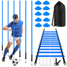 Fussball-Agility-Trainingsausrustung: 6 Fussball-Agility-Stangen, 20 Fuss Agility-Leiter, 10 Fussballkegel, 1 Springseil. Fussball-Trainingsstangen fu