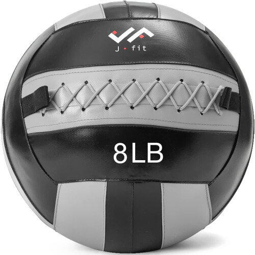 JFIT Wall Ball, 8 LB, Gris/Noir