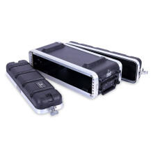 Crossrock Stackable 2U Rack Case Shallow 14.25 Depth Polyethylene Hard-shell Construction with Heavy Duty Hardware-Black(CRA9602US)