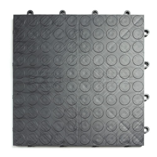Big Floors GarageDeck Coin Pattern Durable Copolymer Interlocking Modular Non-Slip Garage Flooring Tile (12 Pack) Graphite