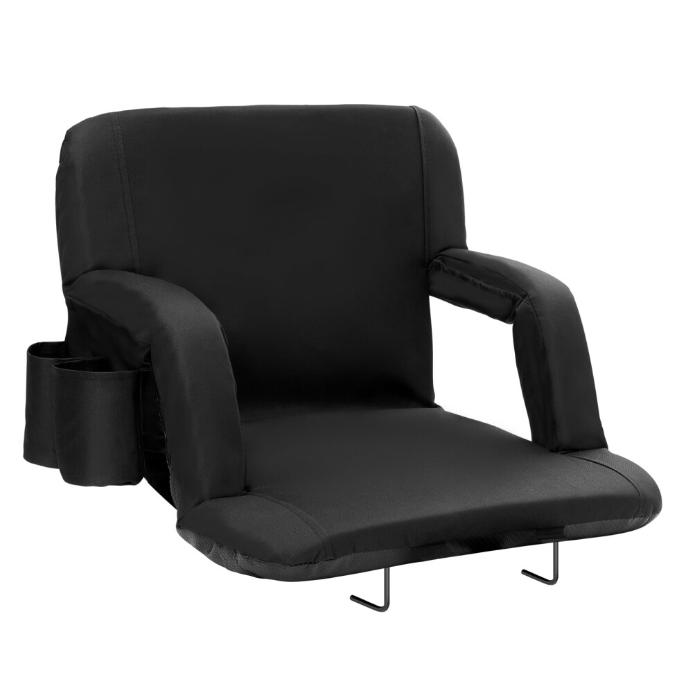 VEVOR Stadium Seat with Back Support  Wide Bleacher Seat Back  Folding Padded Cushion Stadium Chair  Portable Reclining Chair with Hook Pocket Cuphold