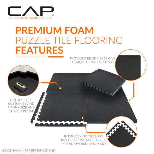 CAP Barbell 1/2 Interlocking EVA Foam Exercise Puzzle Mats - 2 Pack | 24"""" x 24"""" x 1/2"""" | T Pattern - Blue 2
