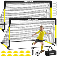 Brnefodboldml til baghavest - 2 st 6X4 fod fodboldnet til smbrn Trningsudstyr Fodbold Pop Up brbart fodboldst til brn og unge Spil og t