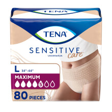 Mutandine assorbenti per incontinenza per adulti TENA Sensitive Care, per donne, taglia grande, beige, monouso, 80 pezzi (4 confezioni da 20)