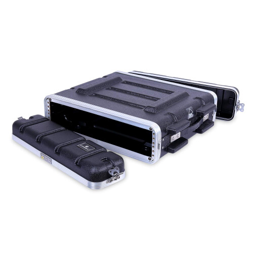 Crossrock Stackable 2U Rack Case  Standard 19.25  Depth  Polyethylene Hard-shell Construction with Heavy Duty Hardware-Black(CRA9602U) 1