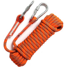 GINEE 10mm Static Rock Climbing Ropes 250FT Outdoor Orange Safety Rope with Carabiner Arborist Tree Climb Magnet Fishing Rope Rescue Grappling Lifelin