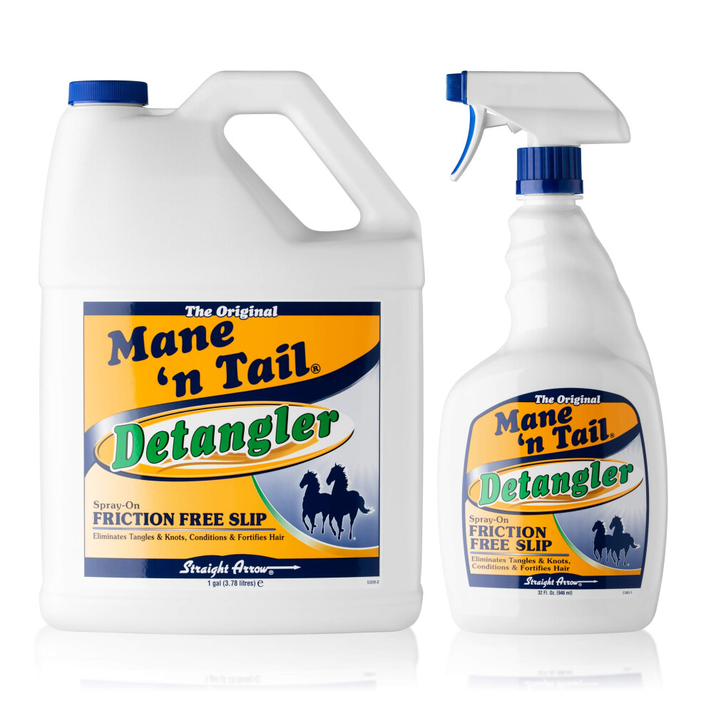 Mane 'n Tail Detangler 32oz Sprayer and Refill Gallon  Eliminates Knots & Conditions Hair for Horses & Dogs