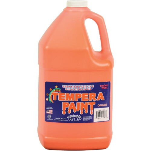 Constructive Playthings Wasbare Tempera Verf voor Kinderen, 1 Gallon, Oranje