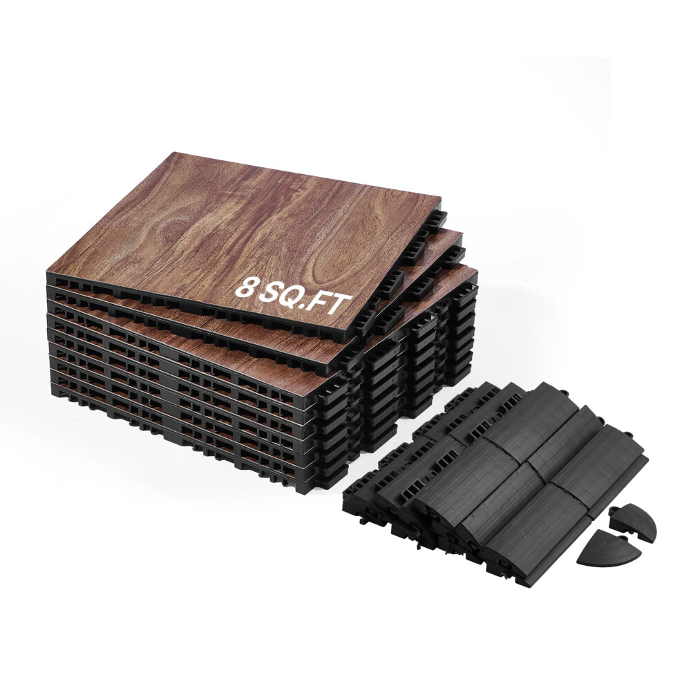 VEVOR Dance Floor Tiles  12.4 x 12.4 in 9 Piece Interlocking Dance Flooring  Portable Dance Practice Floor with Cushioned Base (Oak Wood Grain  9 sq.