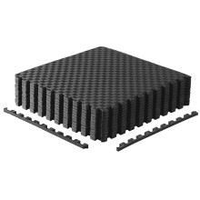 CAP Barbell 1/2 Interlocking EVA Foam Exercise Puzzle Mats - 2 Pack | 24"""" x 24"""" x 1/2"""" | Tatami Pattern - Black