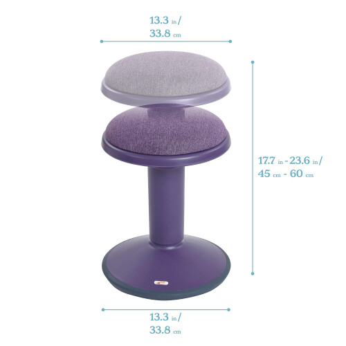 ECR4Kids Sitwell Wobble Stool with Cushion Adjustable Height Active Seating Eggplant 1