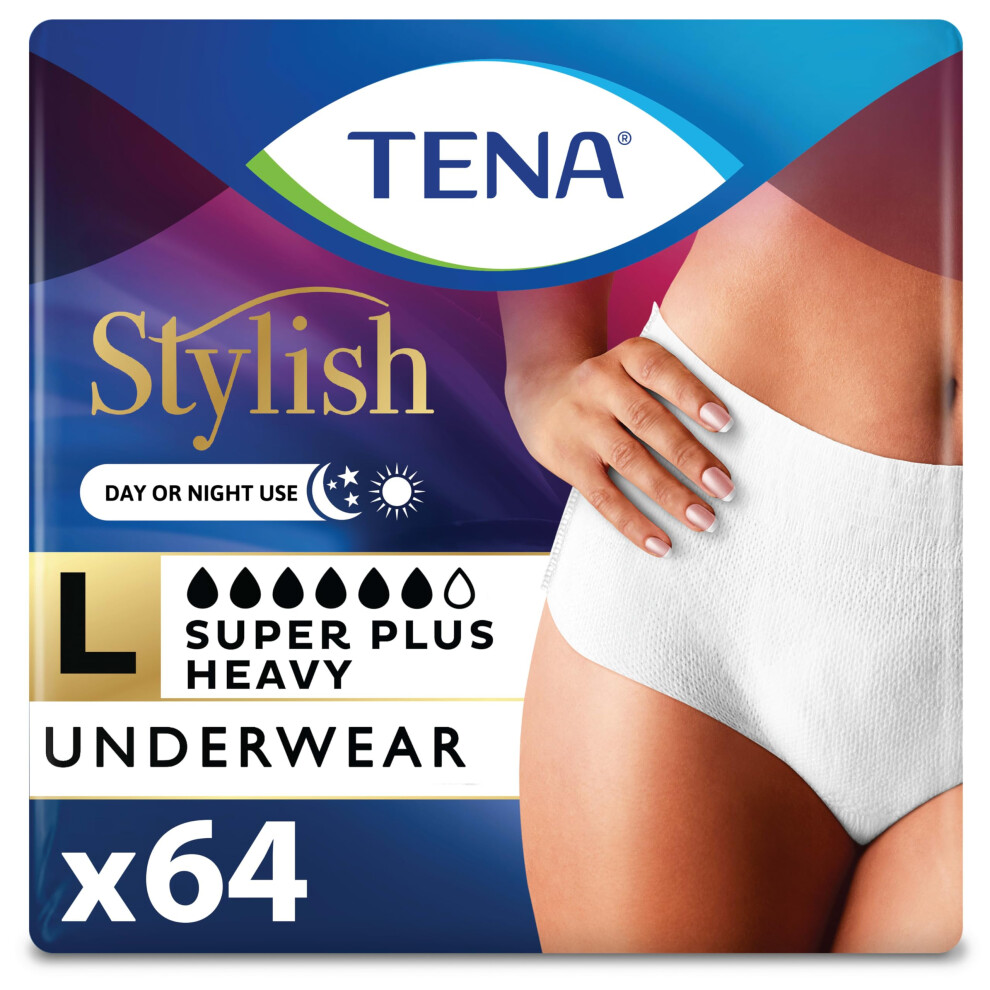 TENA Incontinence & Postpartum Underwear for Women  Super Plus Absorbency - Large - 64 Count