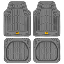 CAT ToughRide Heavy-Duty 4-delige rubberen vloermatten voor alle seizoenen voor auto's, vrachtwagens, bestelwagens, SUV's, grijs - Premium op maat ge