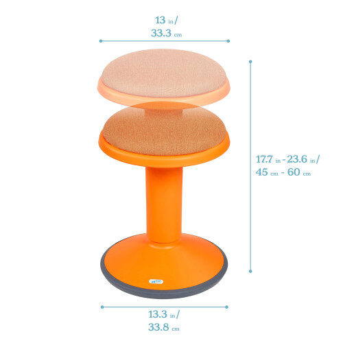 ECR4Kids Sitwell Wobble Stool with Cushion Adjustable Height Active Seating Orange 1