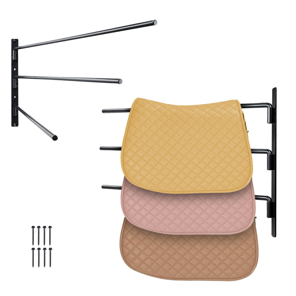 VEVOR Wall Mounted Saddle Rack  2 Packs Swing Out Saddle Holder  Three Tiers Horse Saddle Stand  Space Saving Horse Pad and Blanket Rack for Tack Room