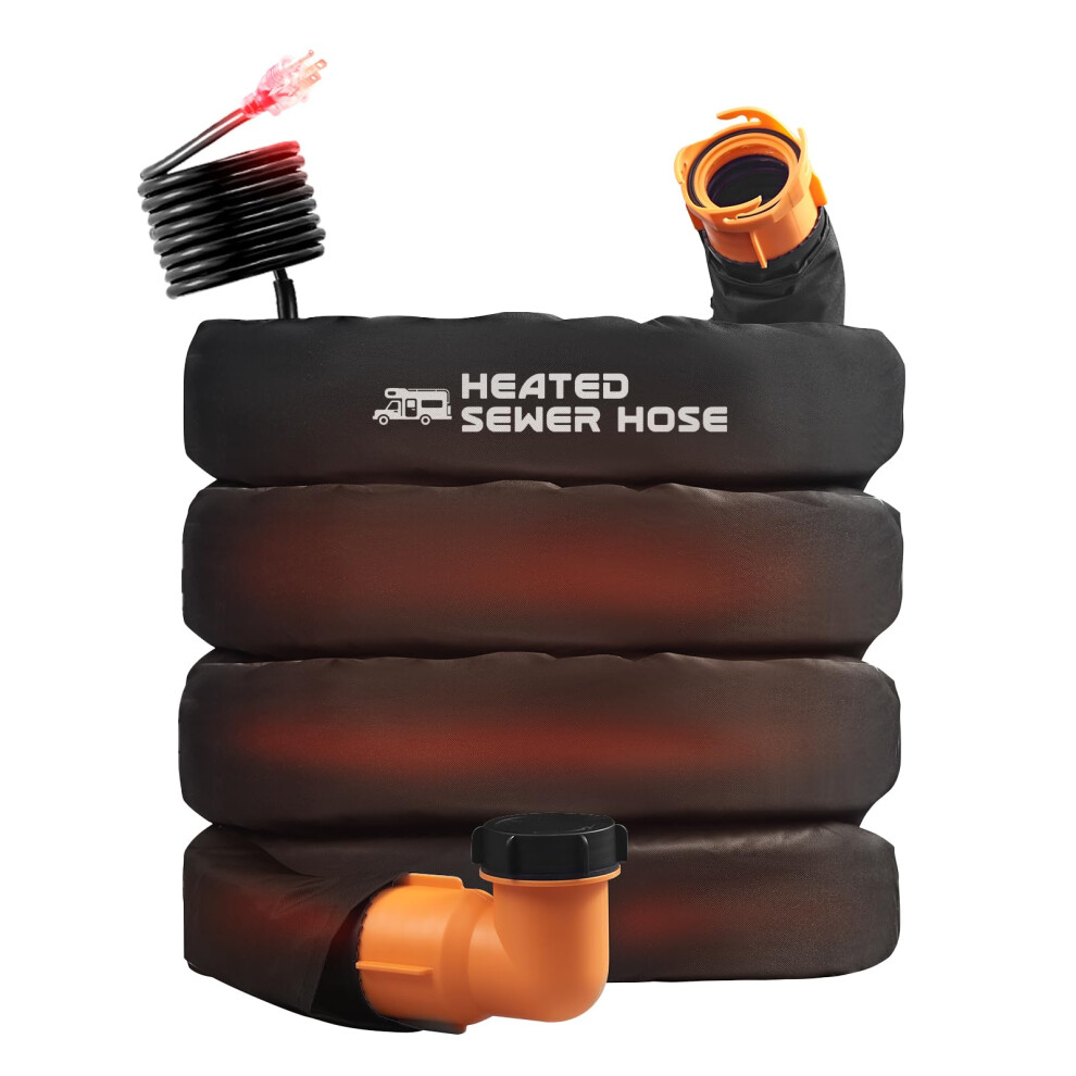 Rehoseup 15Ft Sewer Hose With Heated Sleeve Rv Sewer Hose Kit Sewer Hose For Rv Camper/Rv Accessories Black 727376855460