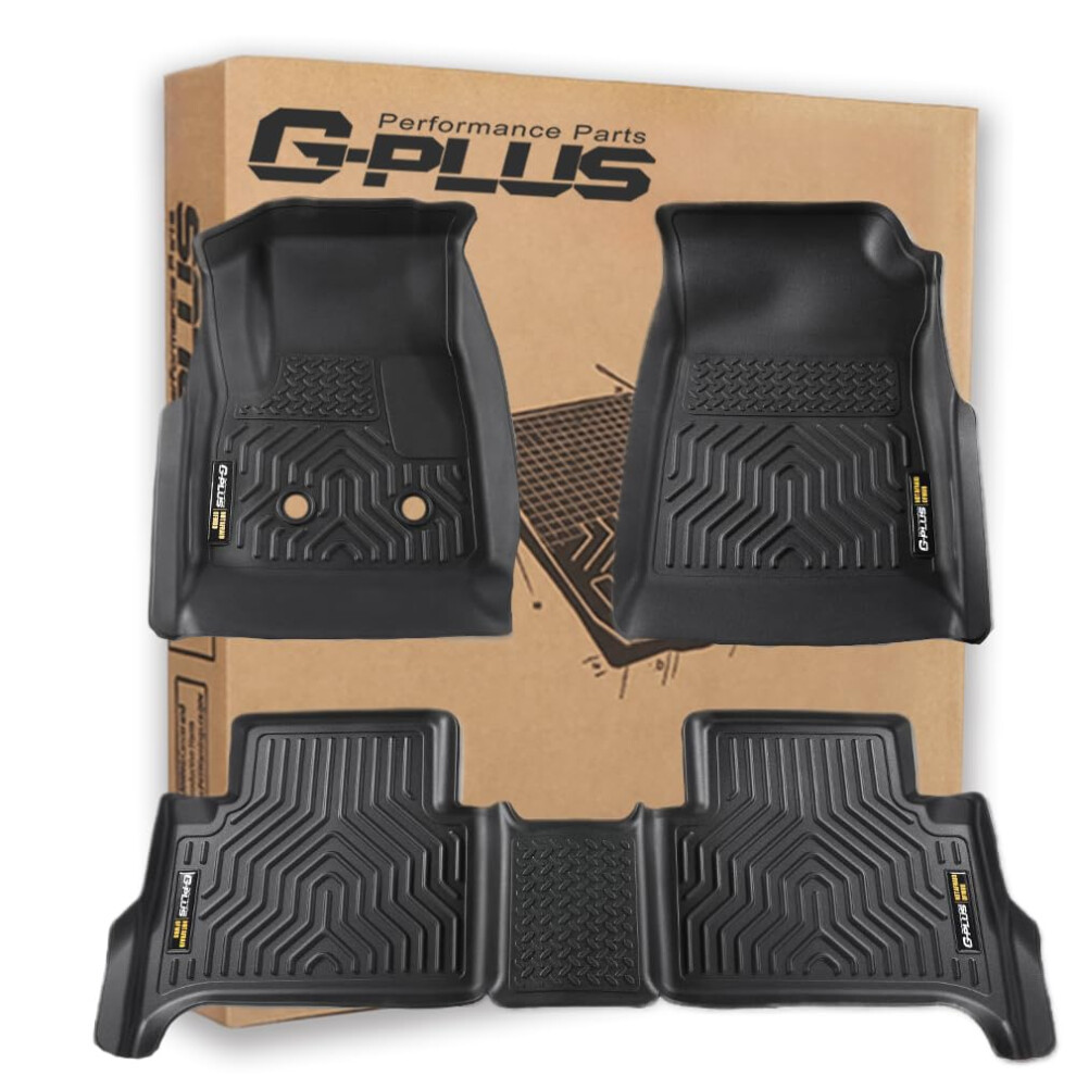 G-Plus Tpe Floor Mats Floor Liners Compatible With Chevy Colorado Crew Cab 2015-2022 Fit Gmc Canyon Crew Cab 2015-2022 Cargo Liner All-Weather F Black 729149055404