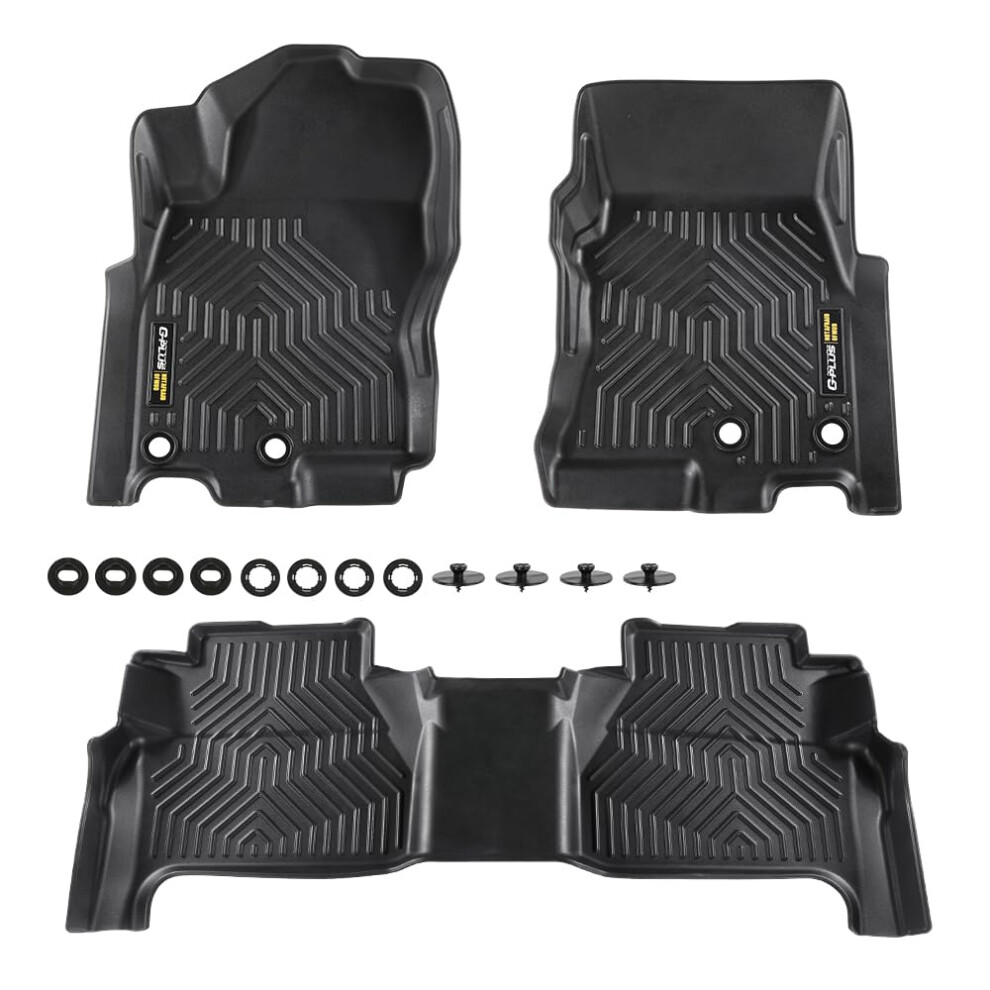 G-Plus Tpe Floor Mats Cargo Liners Compatible With Nissan Frontier 2022-2023 (Crew Cab With 2Nd Row Under-Seat Storage) 3Pcs Front & 2Nd Row Flo Black 729149055206