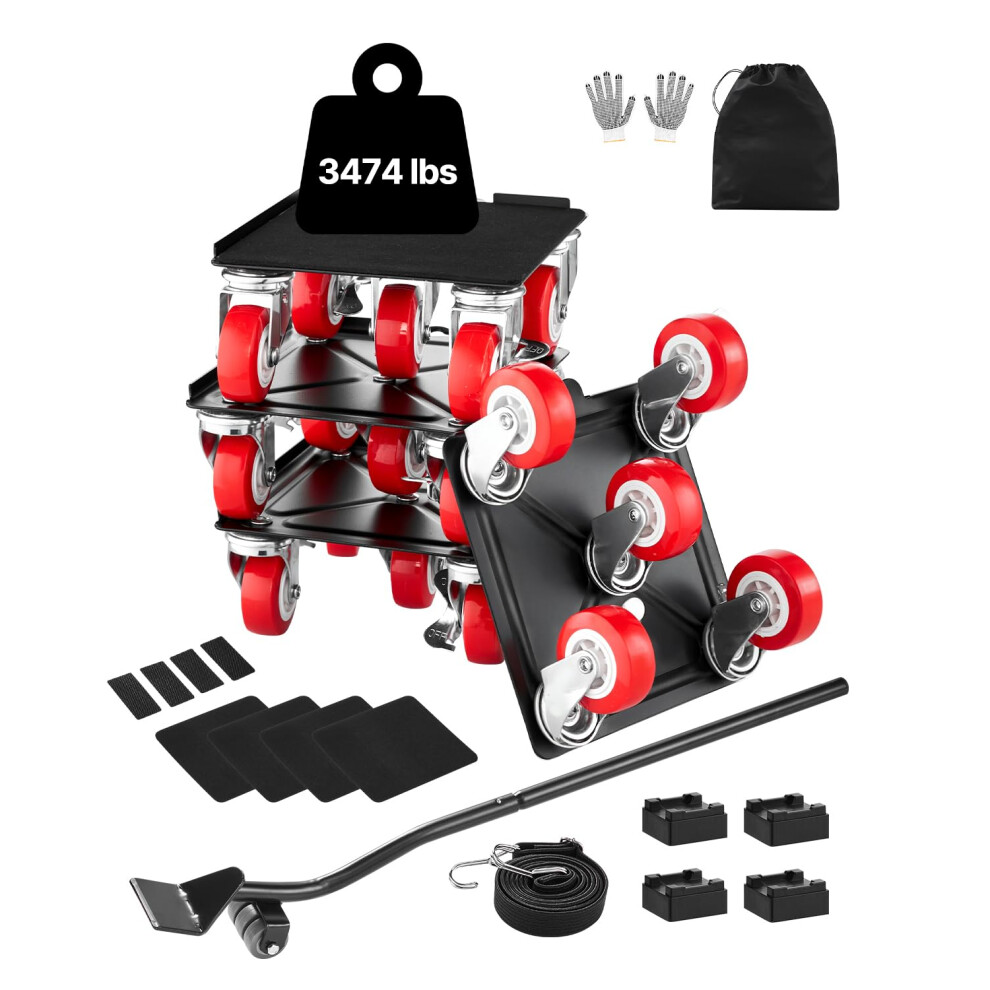 VEVOR Furniture Dolly  Maximum Load 3474 lbs  Heavy Duty Furniture Movers with 5 360 Rotation Wheels  Carbon Steel Panel  Furniture Lift Slider Tool S
