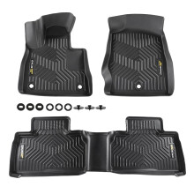 G-PLUS TPE vloermatten bagageruimtebekleding compatibel met Ford Explorer 2020 2021 2022 2023 2024 2025 1e en 2e rij 3 stuks zwarte vloerbekleding al