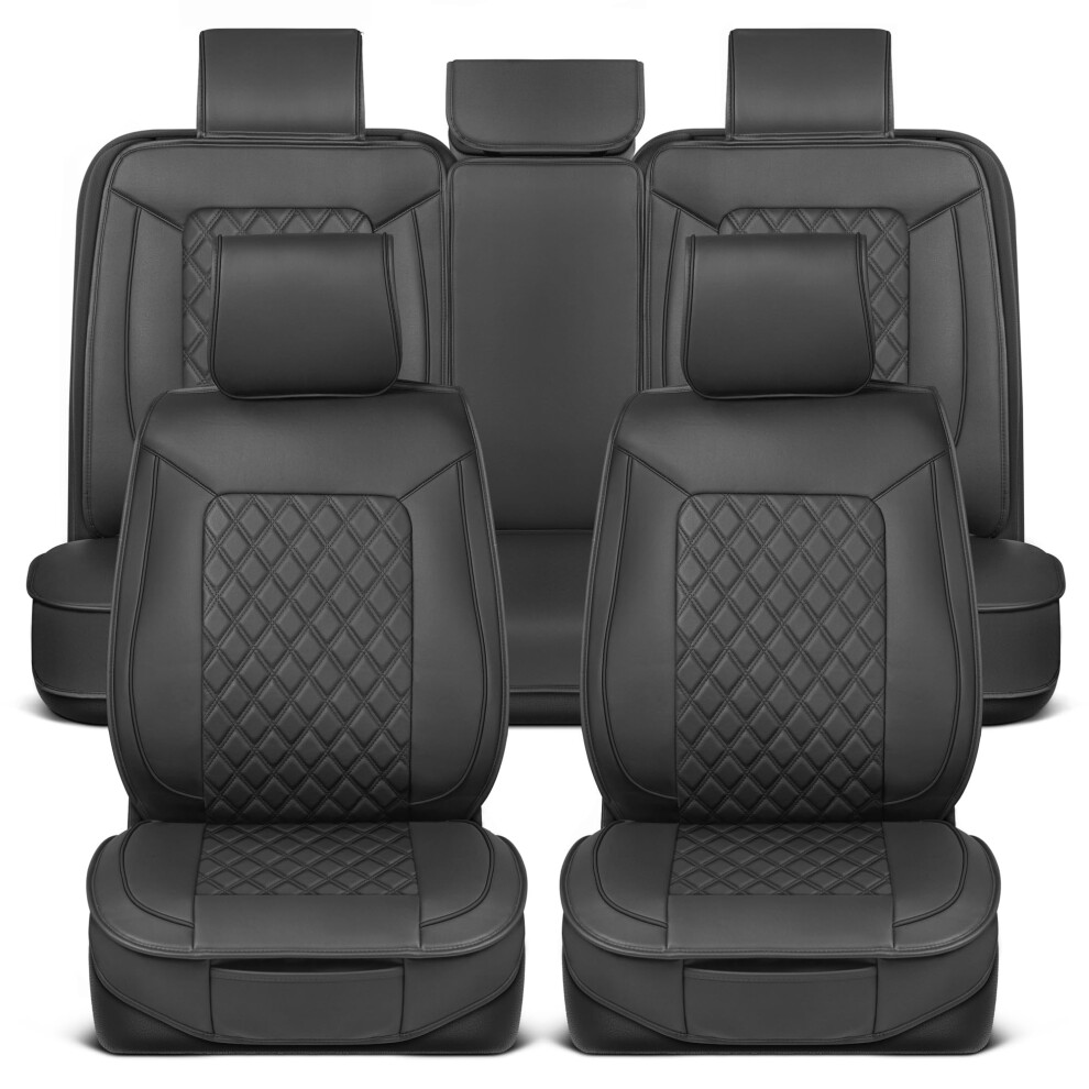 Motorbox Prestige Premium Seat Covers Semi-Custom Fit Car Seat Covers Full Set Automotive Interior Cover For Car Truck Van Suv Made With Faux Leath 826942168369