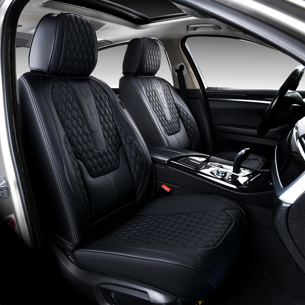 Coverado Front Seat Covers Car Seat Covers Front Seats Nappa Leather Seat Covers For Cars Waterproof Seat Covers With Lumbar Support Universal Fit 768904995272