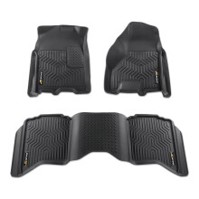 G-PLUS TPE Floor Mats Cargo Liners Compatibile with Dodge Ram 1500 2500 3500 Quad Cab 2002-2009 1st & 2nd Row 3PCS All Weather Full Cover Prot