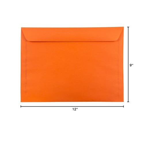 JAM PAPPER 9 x 12 hfte frgade kuvert - Orange tervunnet - Bulk 250/Ld 2