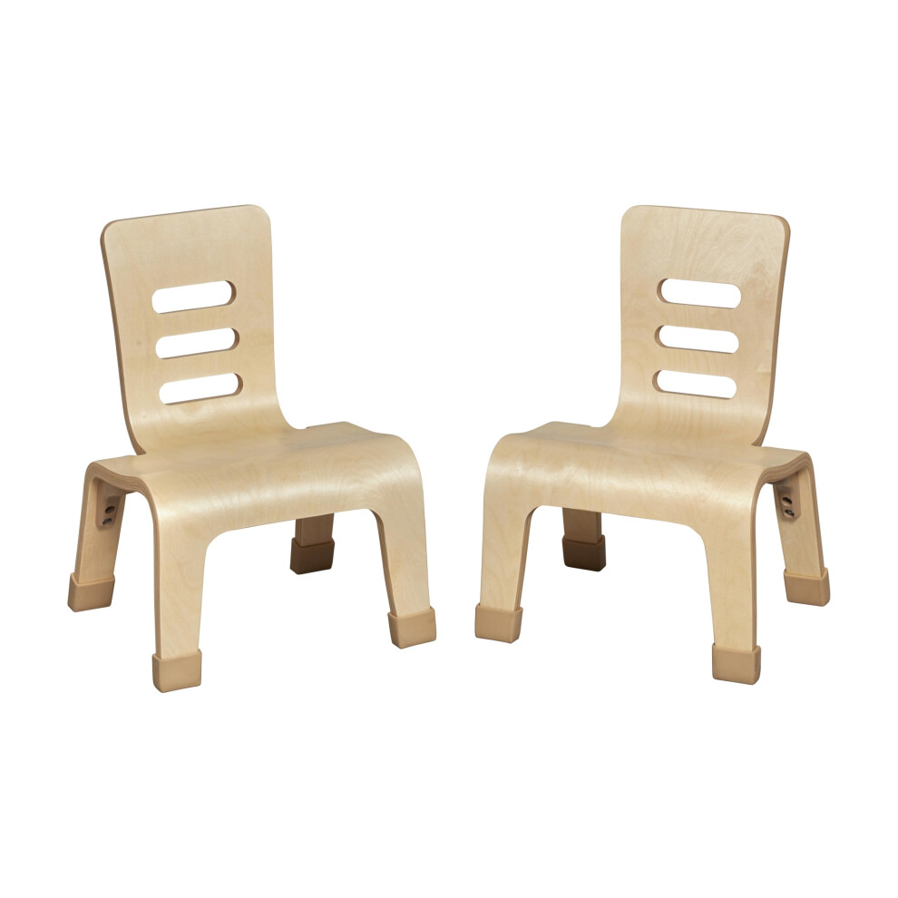 ECR4Kids Bentwood Chair 8in Seat Height Stackable Seats Natural 2-Pack