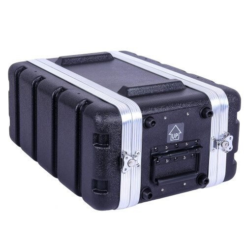 Crossrock Stackable 4U Rack Case  Shallow 14.25  Depth  Polyethylene Hard-shell Construction with Heavy Duty Hardware-Black(CRA9604US) 1