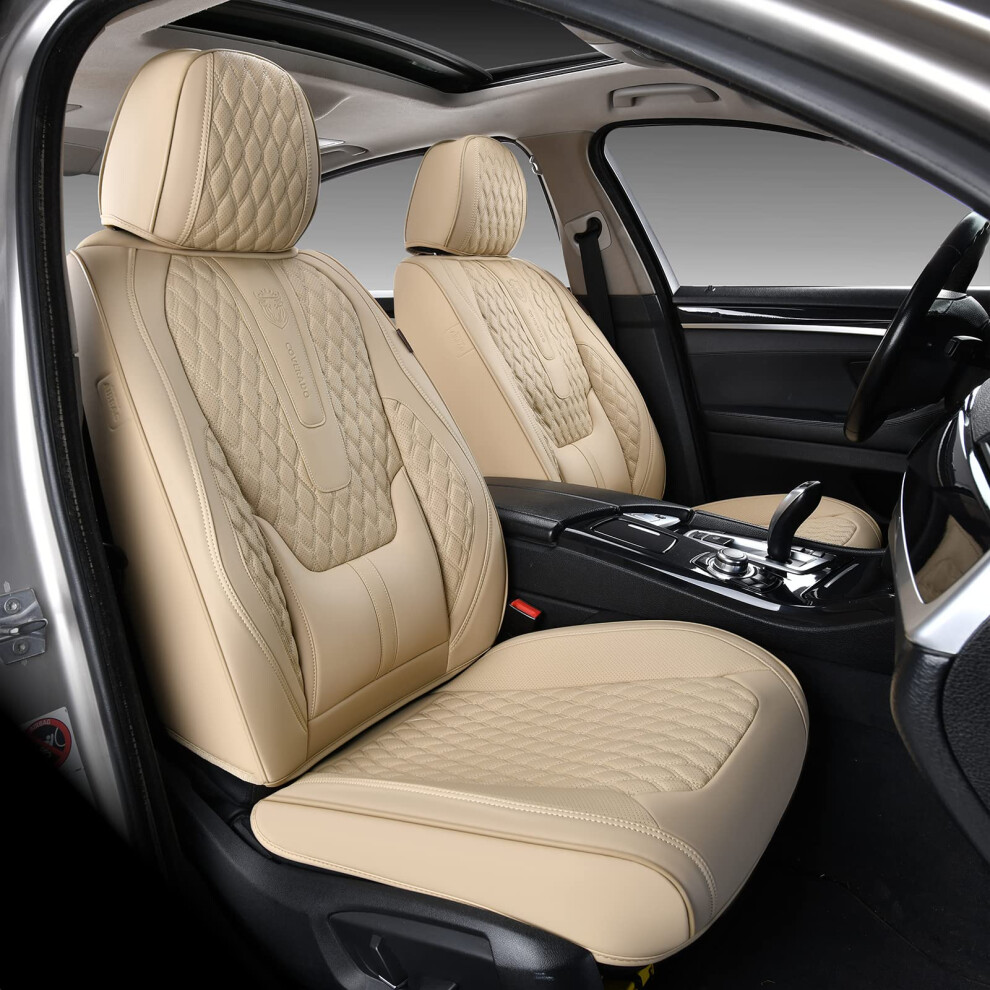 Coverado Front Seat Covers Car Seat Covers Front Seats Nappa Leather Seat Covers For Cars Waterproof Seat Covers With Lumbar Support Universal Fit 768904995296